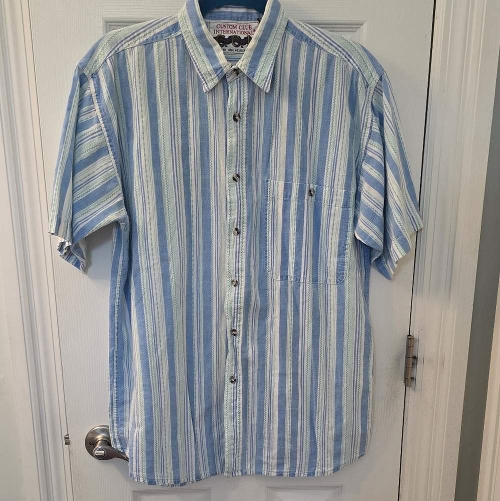 Van Heusen Vintage Men's Cotton Blue Striped Shirt, Size M*, (310)